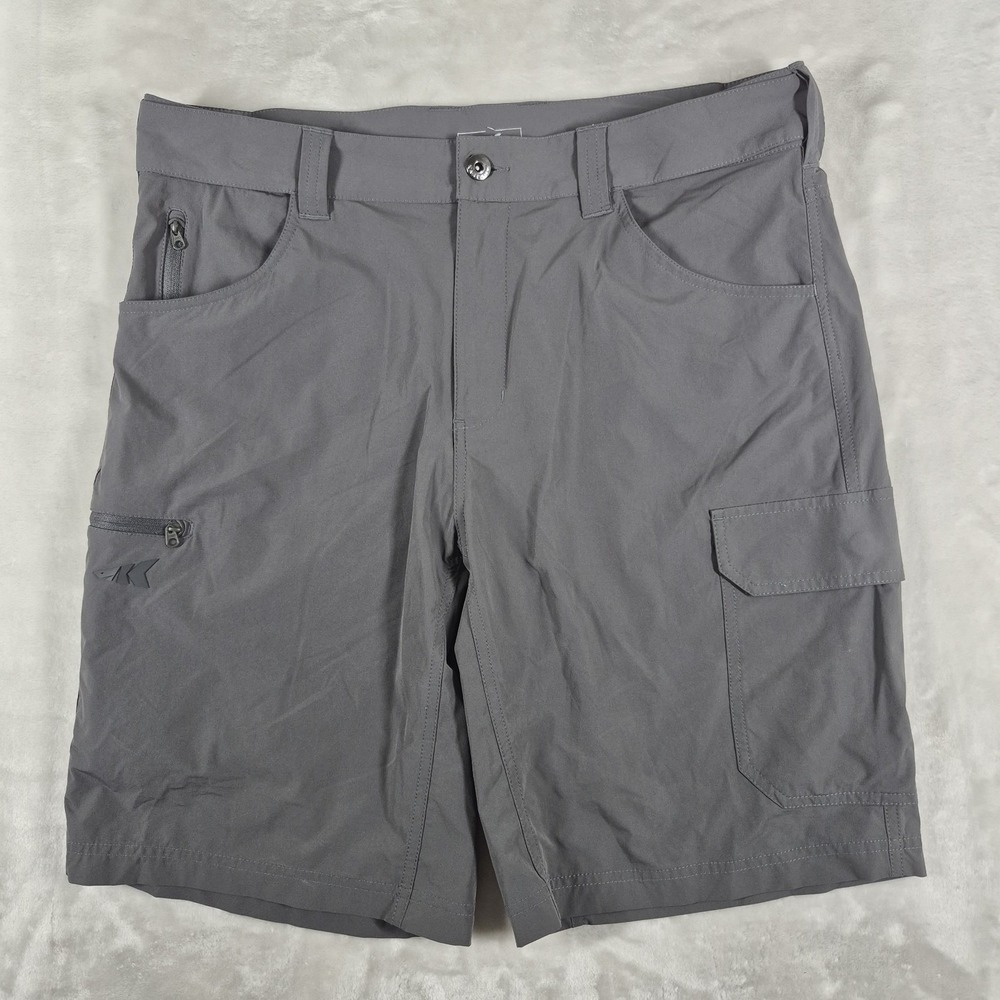 KastKing Fishing Shorts Men's 36 Gray 10" Inseam Hiking Quick Dry Nylon Outdoors